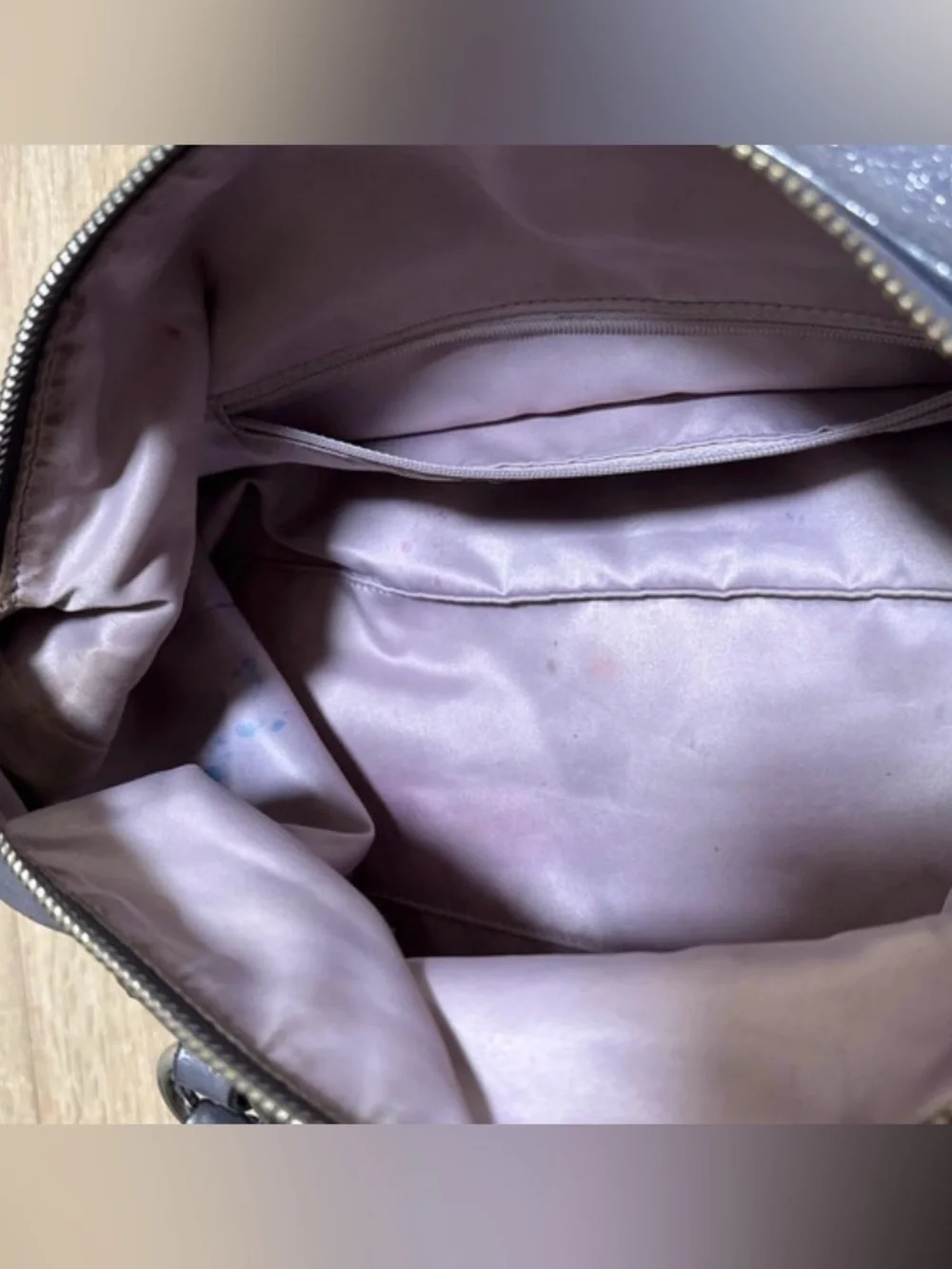 Coach Ashley F15444 Purple Metallic Leather Satchel Shoulder Bag